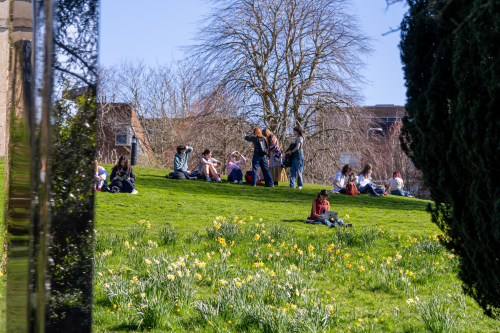 Students' sitting in Royal Fort Gardens